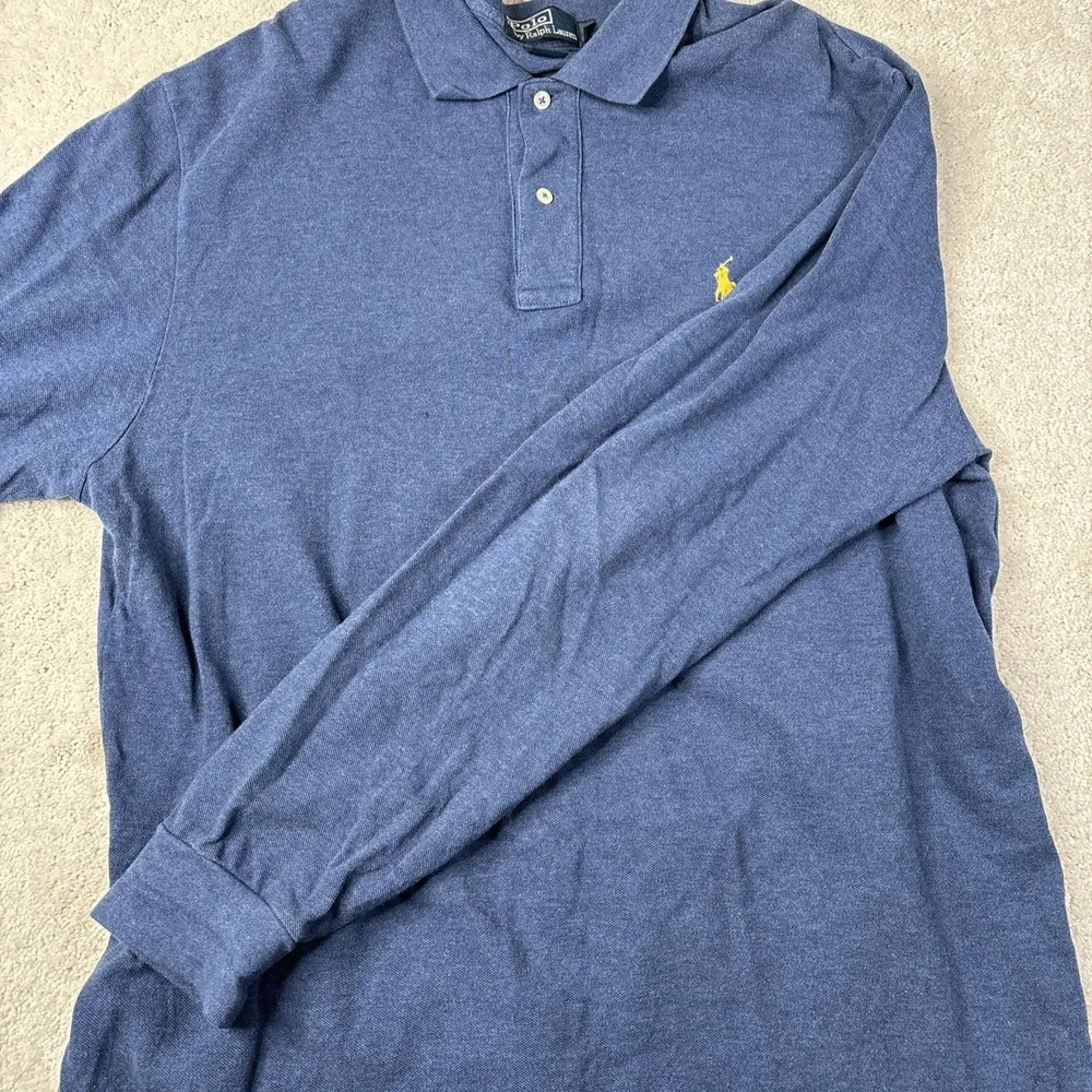 Polo Ralph Lauren Henley Polo Shirt Men's Size XL Blue Cotton Button Preppy